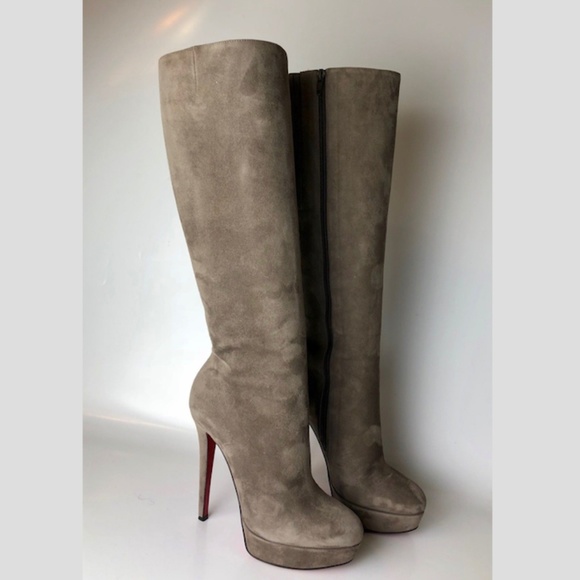 christian louboutin grey suede boots